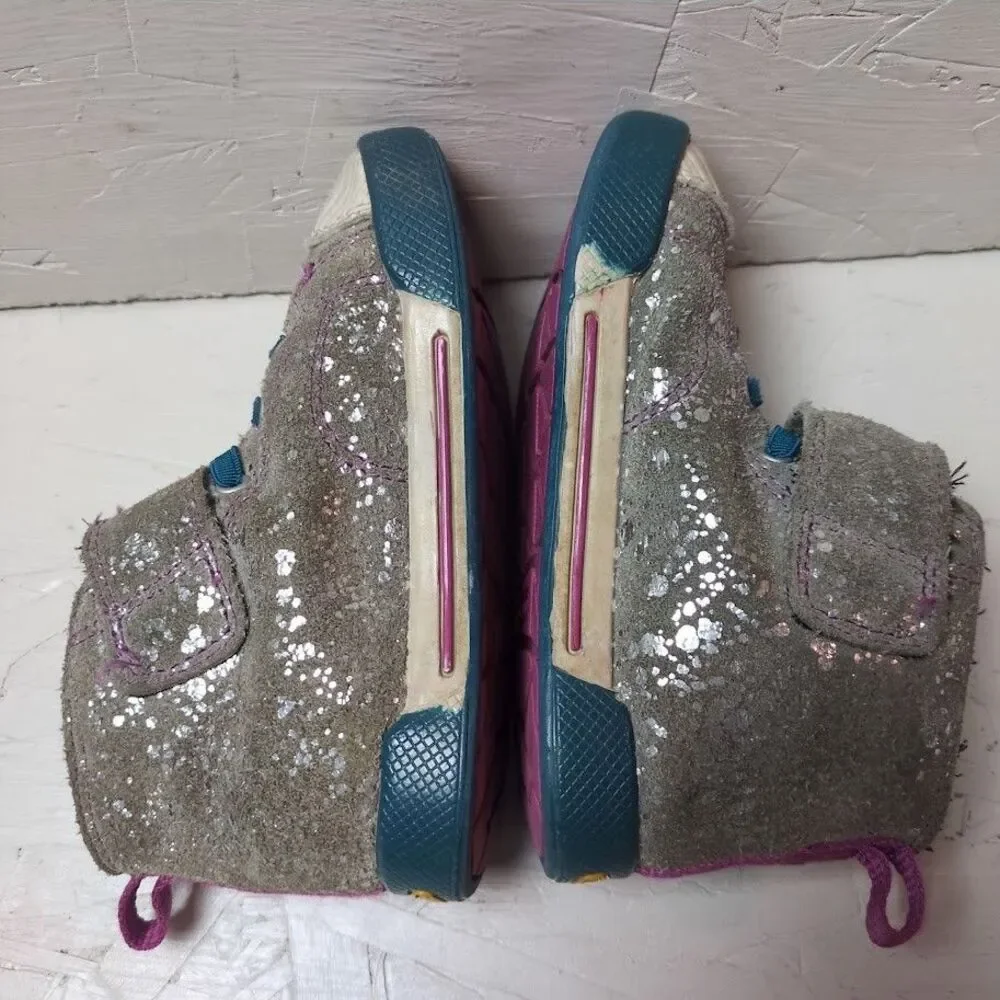 KEEN Cornado High Top Shoes size 8 toddler gray purple stitching, silver flecks